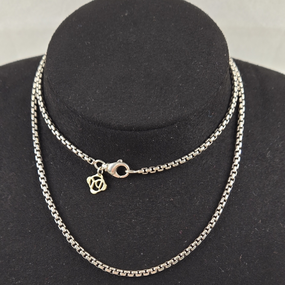 David Yurman 32-inch Box Chain Sterling Silver with 14K Yellow Gold Accent 2.7mm